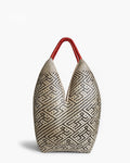 Extra Large Teapot Straw Tote Basket in Natural and Black Fiber