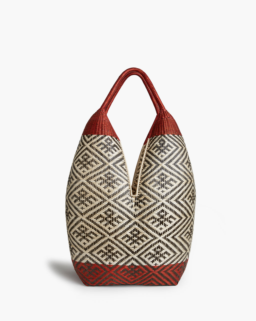 Tote Basket Straw Teapot Large Natural Fiber/Black/Orange