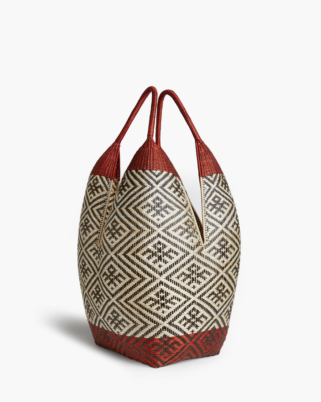 Tote Basket Straw Teapot Large Natural Fiber/Black/Orange