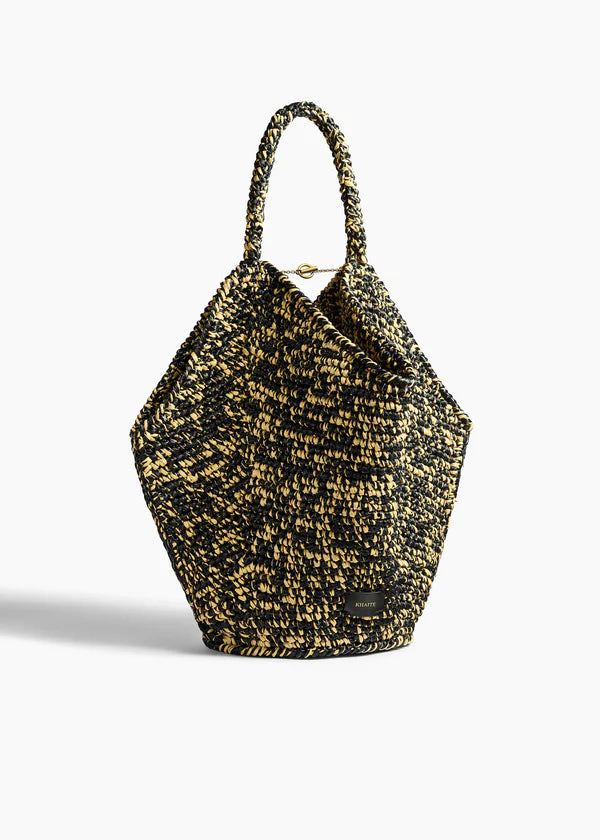 Tote Basket M Fibra natural/Negro/Naranja